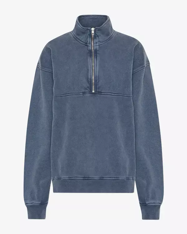 Colorful Standard Organic Quarter Zip Neptune Blue unisex blau